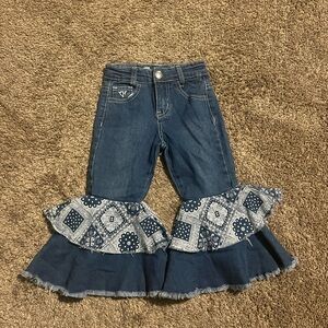 Cowgirl Hardware 3T Double Ruffle Bell Bottoms Western Rodeo